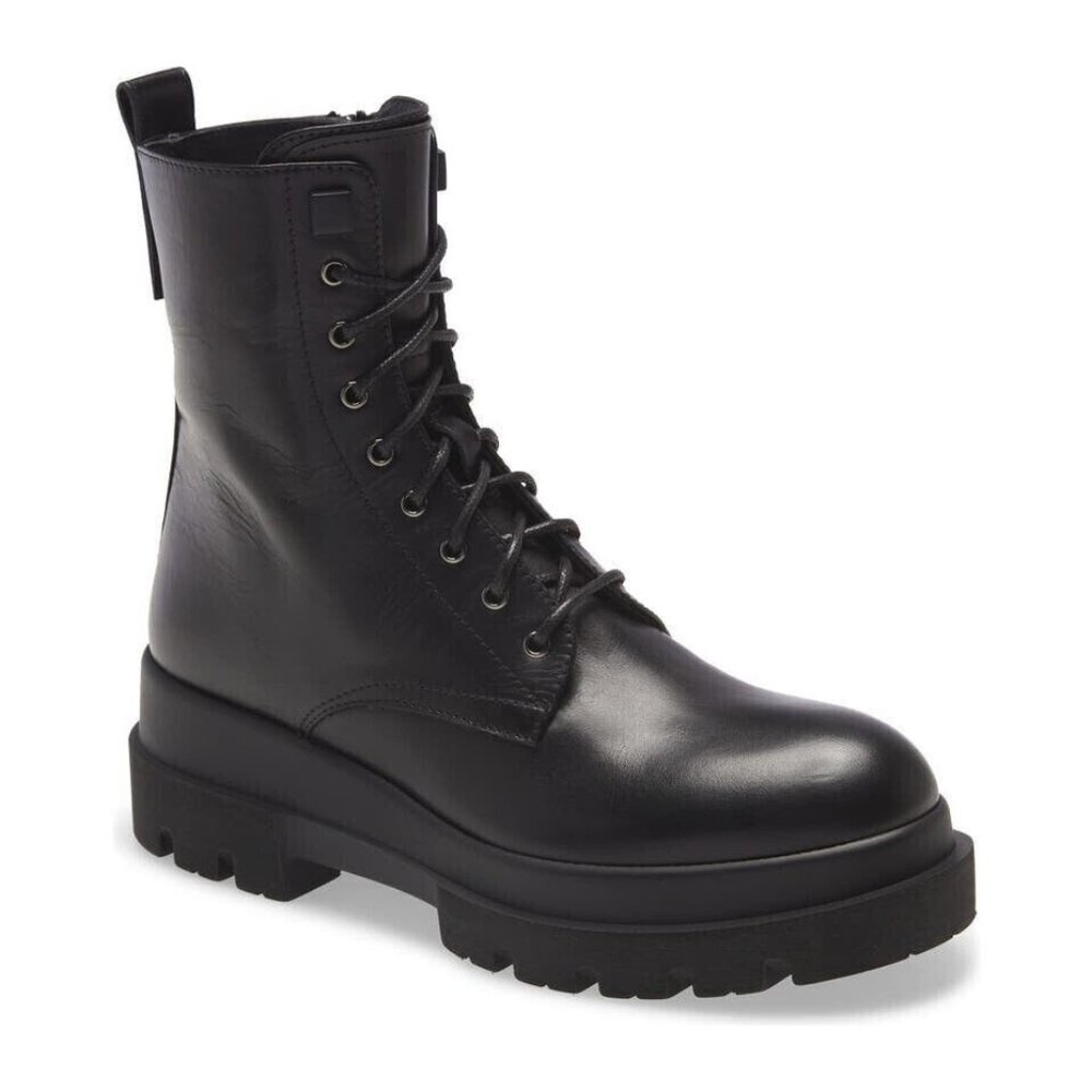 New! La Canadienne Brendan Leather Combat Booties Black 39 EU 8.5 US DD567